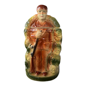 Vintage American Bisque Figural Davy Crockett Cookie Jar