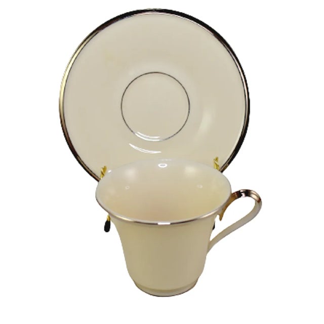 Name: Lenox Solitaire Cup & Saucer Set – 11 Tea Cups and 12 Tea Saucers Size: (Incomplete Set) Set of 11 Tea Cups and 12...