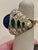Gemstone 18 Carat Blue Sapphire Cabochon and Diamond 18 Karat Gold Ring For Sale - Image 7 of 18