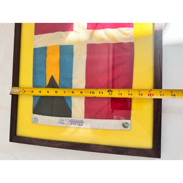Gold Vintage Nautical Signal Flag Burgee – Bahamas Courtesy — Framed Maritime Textile Art For Sale - Image 8 of 10