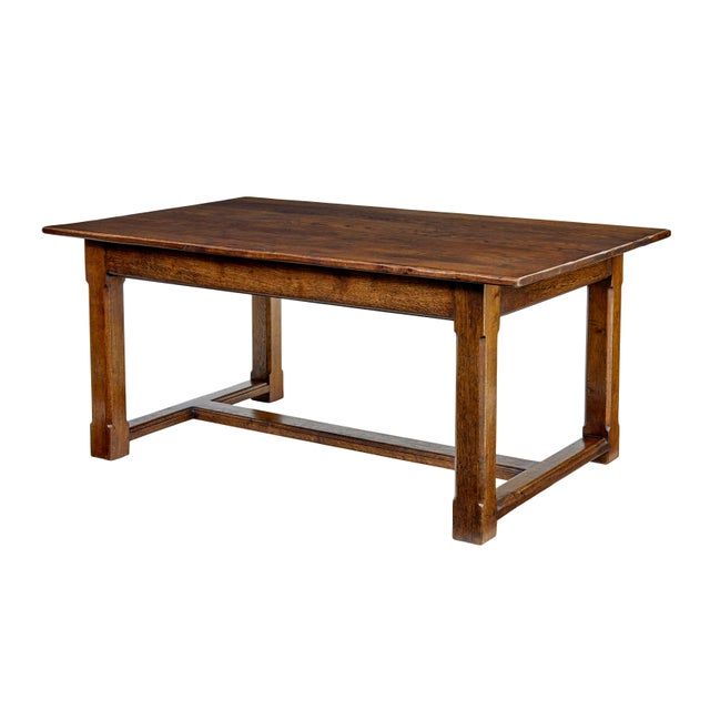 Brown Vintage Oak Refectory Table, 1990 For Sale - Image 8 of 8