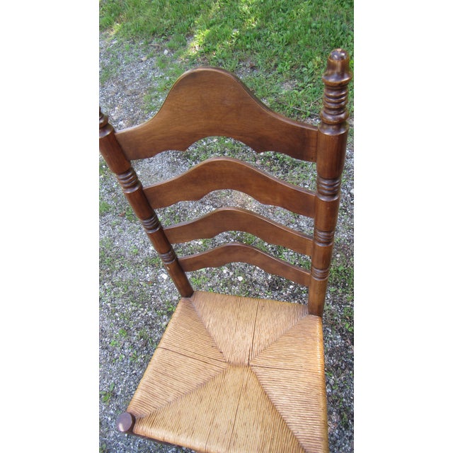 Wood Vintage Rush Ladderback Kitchen Dining Room Chairs For Sale - Image 7 of 9
