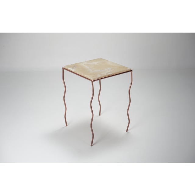 Copper Forma Prima Honey Onyx and Copper Side Table by Nicola Di Froscia For Sale - Image 8 of 8