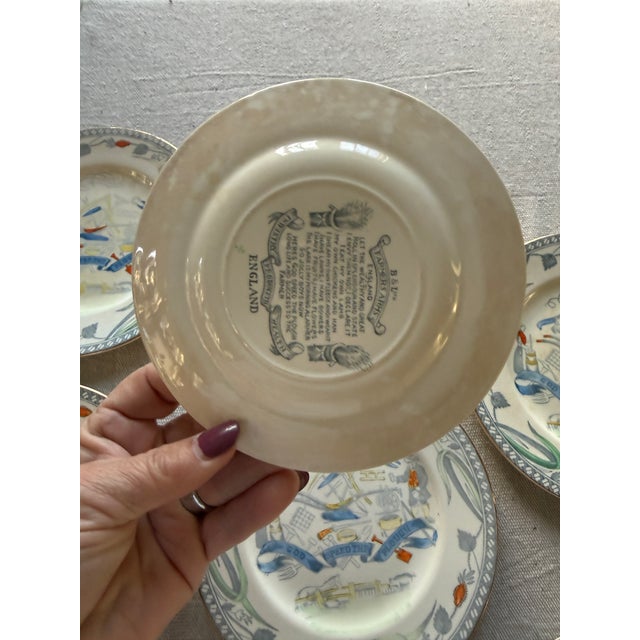 Set of 10 Antique English Farmers Arms Plates 6.125 Inch British Transferware B LTD England Rustic Tableware 1900-1920 For Sale - Image 9 of 12