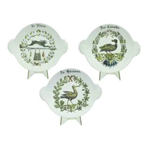 Mid 20th Century Shirred Egg Dish Plate Chambord by Porcelaine d'Auteuil France - 3 Pieces