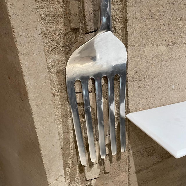 Silver 1970s Curtis C Jere Giant Fork & Spoon Pop Art Wall Sculptures - a Pair For Sale - Image 8 of 12