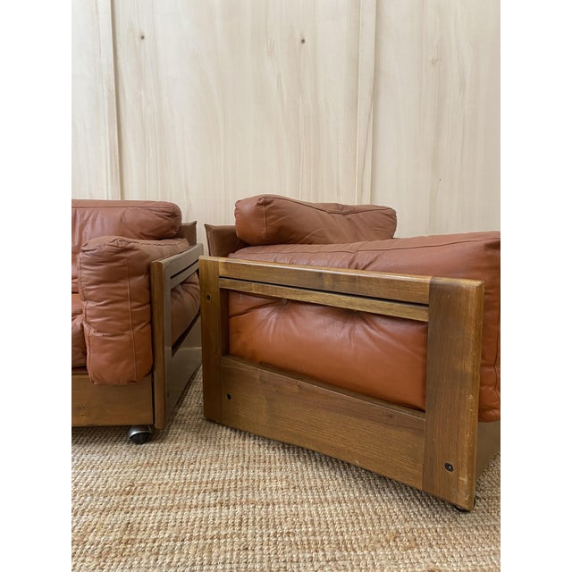 1960s Italian Leather Club Chairs, 1960s, Set of 2 For Sale - Image 5 of 12
