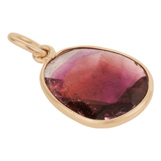 Uncut Natural 3.33 Carat Pink Tourmaline Pendant in 14k Yellow Gold For Sale