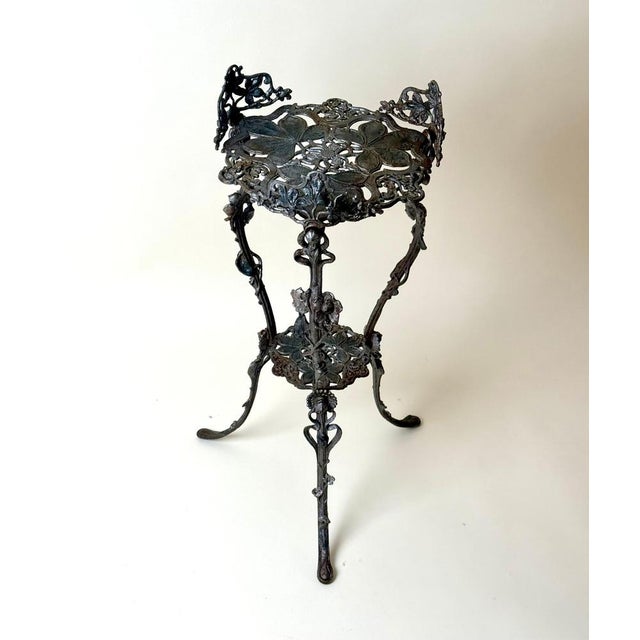 Art Nouveau Cast Iron Plant Stand with Chestnut Leaves, 1880s For Sale - Image 9 of 16