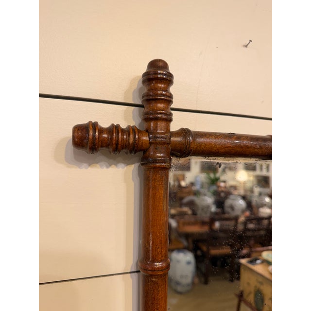 Chinoiserie Antique Faux Bamboo Mirror For Sale - Image 3 of 8