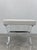 Art Deco Worlds Away Dixon Acrylic Lucite X Base Stool Nickel Stretcher White Linen For Sale - Image 3 of 7