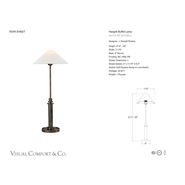 J. Randall Powers by Visual Comfort Signature Hargett Buffet Lamp in Bronze with Linen Shade Designer: J. Randall Powers...