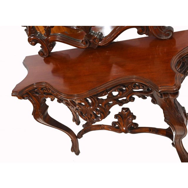 Italian Carved Console Table Mirror, 1920s, Set of 2 For Sale - Image 6 of 8