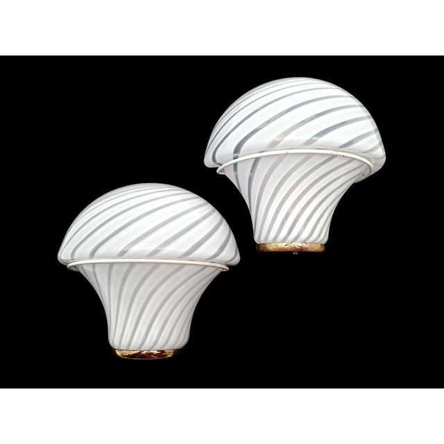 Metal Mushroom-Shaped Murano Glass Wall Lamps from Manifattura Di Murano, 1970s, Set of 2 For Sale - Image 7 of 14