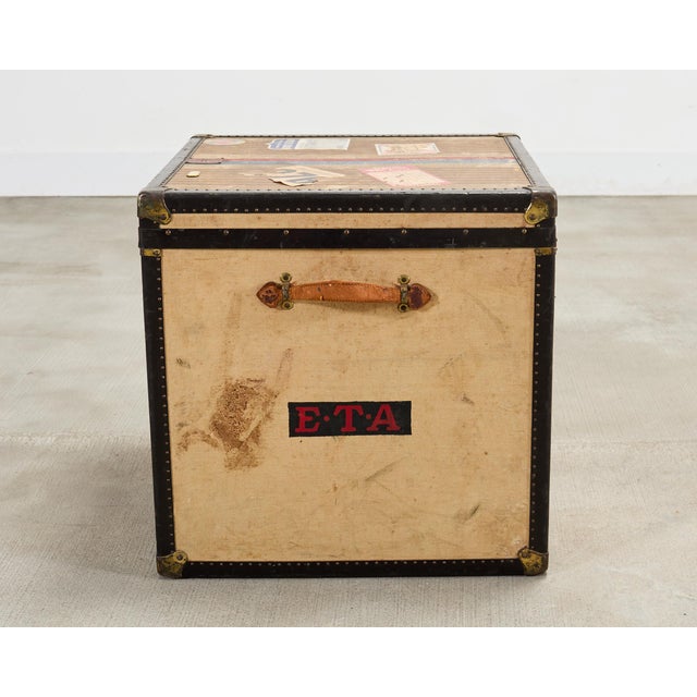 Louis Vuitton Style Steamer Hat Trunk by Crouch & Fitzgerald For Sale - Image 16 of 18