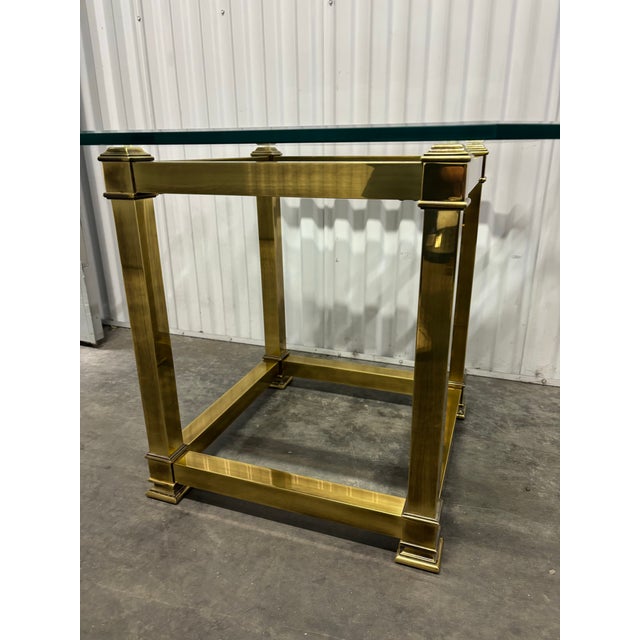 Midcentury Mastercraft Brass Hollywood Regency Style Accent Side Tables- A Pair For Sale - Image 9 of 12