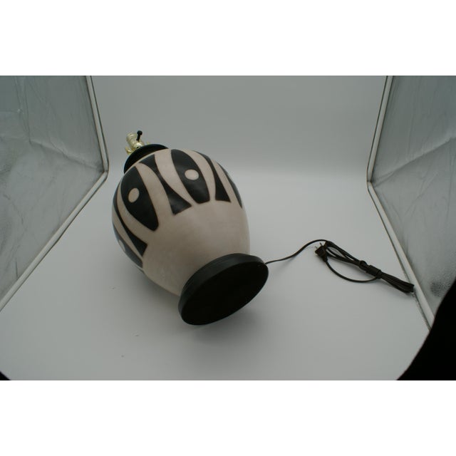 Ceramic Late 20th Century Black & Ivory Geometric Chulucanas Pottery Lamp – Handcrafted Peruvian Art-Inca Style #1 For Sale - Image 7 of 9