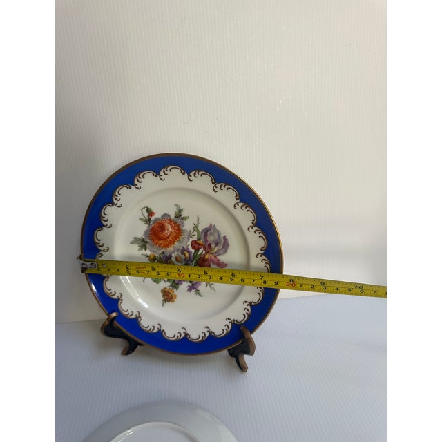Vintage 1950's Kunst Hummendorf Kronack Bavaria Germany Porcelain Tea Set Trio Cobalt Blue Gold Tea Cup Saucer Dessert Plate For Sale - Image 18 of 18