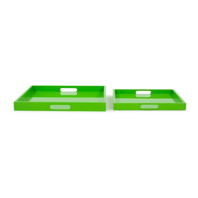 Contemporary Saint Tropez Square Tray Set of 2 - Green For Sale - Image 3 of 10