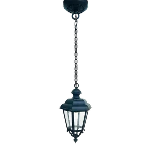 Vintage Iron, Glass Exterior Pendant Lantern Light Fixture, Restored