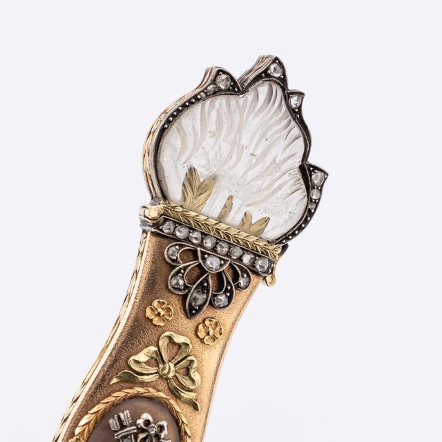 Antique 19th Century Austrian Gold, Diamond & Rock Crystal Toothpick Case, 1820, Set of 4 For Sale - Image 12 of 18