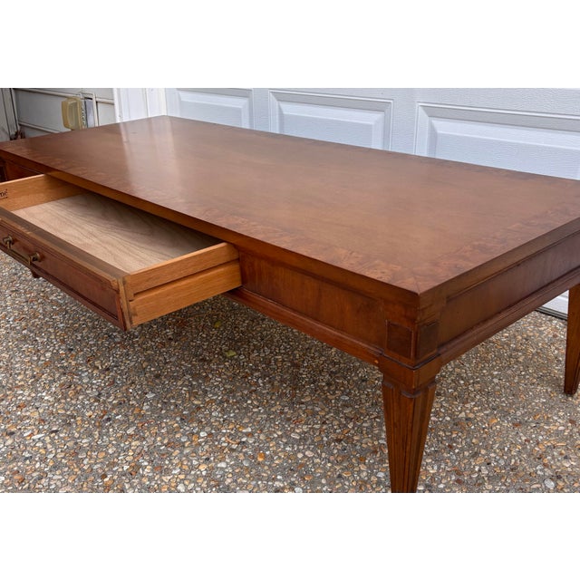 Mid 20th Century Vintage Mid to Late Twentieth Century Alta Vista Lane Burled Wood-Trim Long and Low Coffee Table For Sale - Image 5 of 8