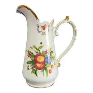 Vintage Porcelain Painted Floral & Fruit Yorkshire Godinger & Co. Milk Pitcher