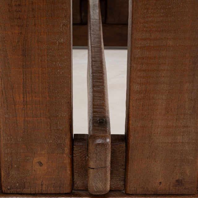1970s Oak Trestle Dining Table in Original Patina, Antique, France, Circa 1970 For Sale - Image 5 of 11