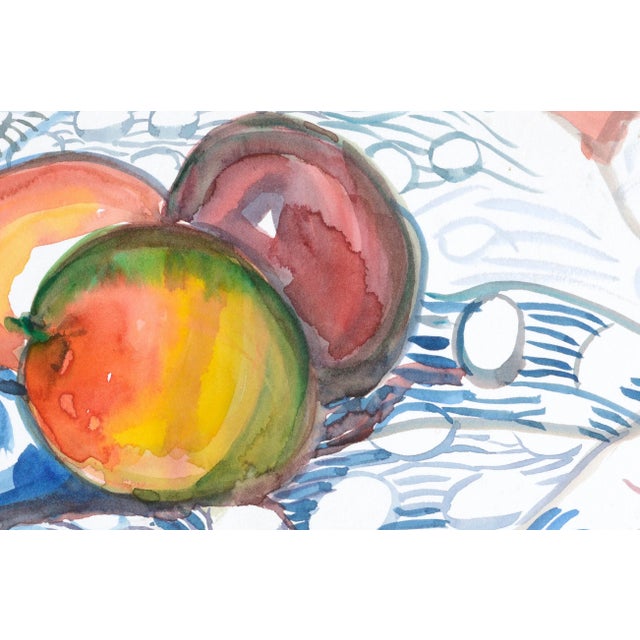 Impressionist Virginia Hughins Impressionist Still Life with Apples Watercolor on Paper circa 1970s For Sale - Image 3 of 5