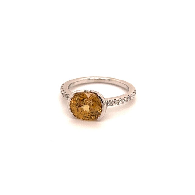 Traditional Natural Zircon Diamond Ring 6.5 14k White Gold 3.5 TCW Certified For Sale - Image 3 of 12