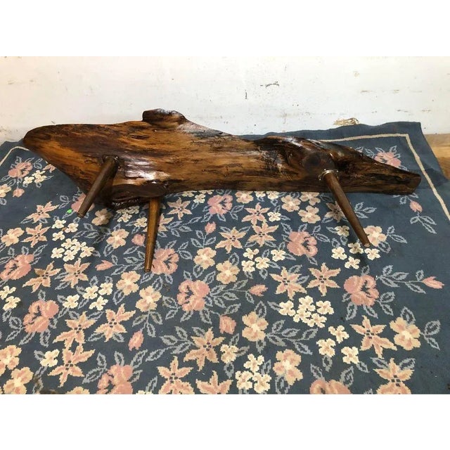 Wood Mid 20th Century Free Edge Walnut Cocktail Table For Sale - Image 7 of 18