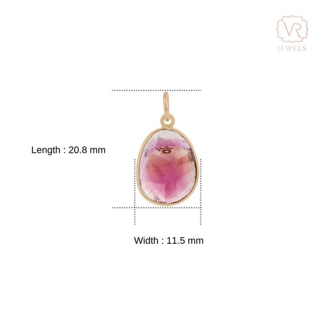 Uncut Natural 3.33 Carat Pink Tourmaline Pendant in 14k Yellow Gold For Sale - Image 11 of 15