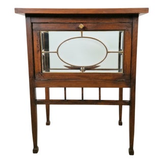 Vintage Tea Cabinet with Facet-Cut Diamond Glass Door and Tray, 1950s For Sale