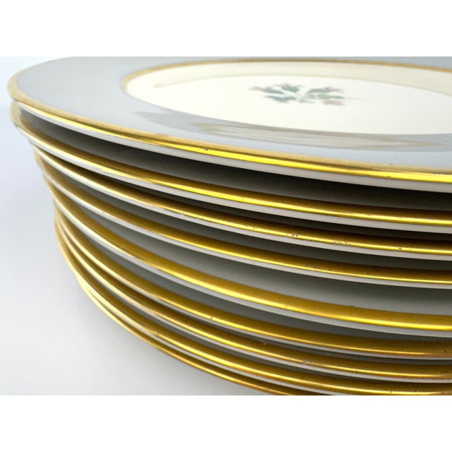 American 1970s Flintridge China Gray & Gold Rim Dinner Plates With Floral Center - Set of 10 For Sale - Image 3 of 10