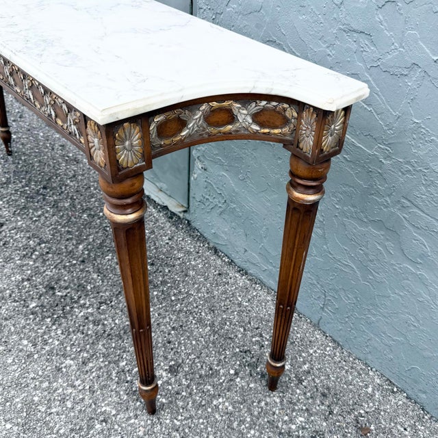 Mid 20th Century Vintage Marble Top French Provincial Console Table For Sale - Image 5 of 8