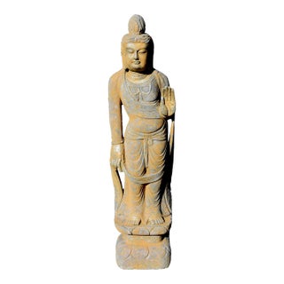 Standing Stone Buddha Guan Yin Statue For Sale