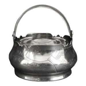 Antique Silver Russian Imperial Cyrillic Swing Handle BonBon Basket Moscow 1910