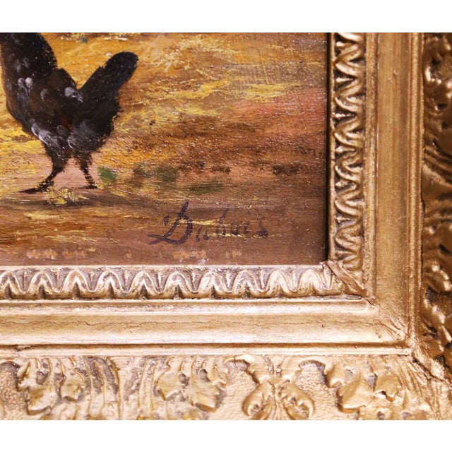 Late 19th Century Pair of 19th Century Belgium Pendant Chicken Paintings Signed Dubois For Sale - Image 5 of 15