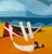 Mid-Century Modern Mid Century Modernist Abstract Landscape Painting - A Boat Sits on a Beach Under a Blue Sky- Signed For Sale - Image 3 of 9