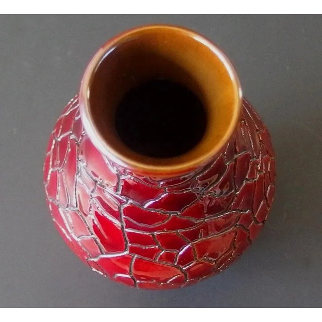Ceramic Zsolnay Pecs Vase With Crackled Red Eosin Iridescent Glaze For Sale - Image 7 of 11