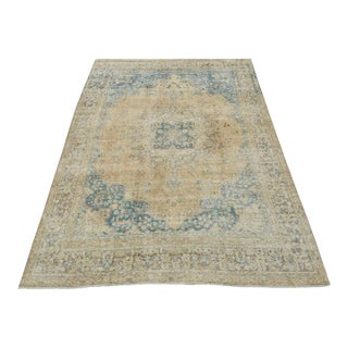 Tabriz Rug 9’4” X 12’3” Pink Wool Vintage Distressed Hand-Knotted Carpet For Sale