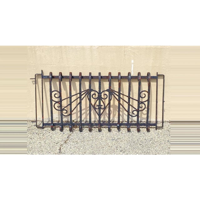 Antique 1900s Art Nouveau Black Wrought Iron Heart and Scroll Garden Fence Gate For Sale - Image 12 of 12