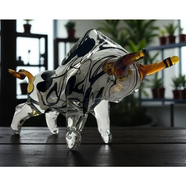 Murano Glass Bull Sculpture Sommerso Technique For Sale - Image 17 of 18