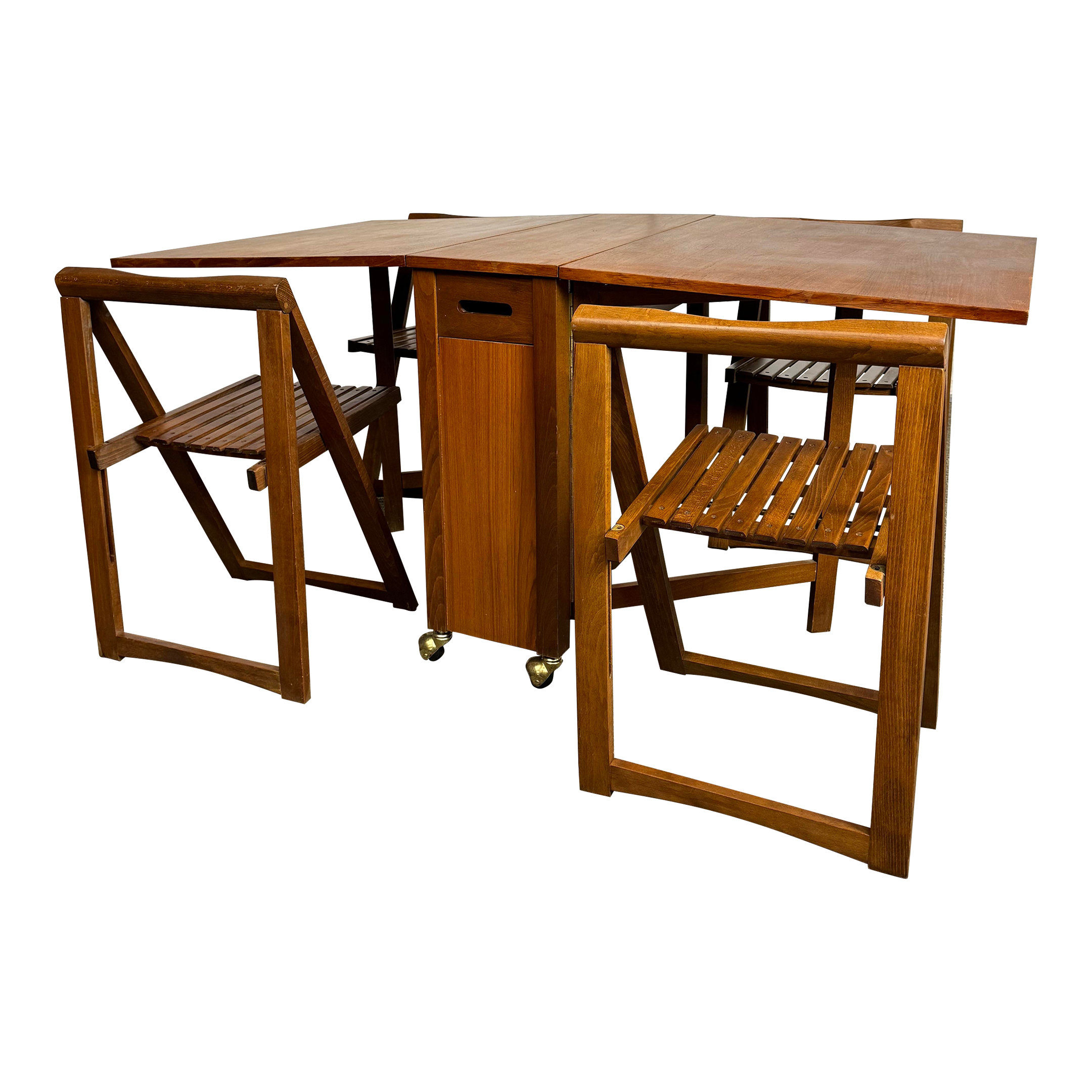 Aldo Jacober - Alberto Bazzani Drop Leaf Folding Table W/4 Chairs