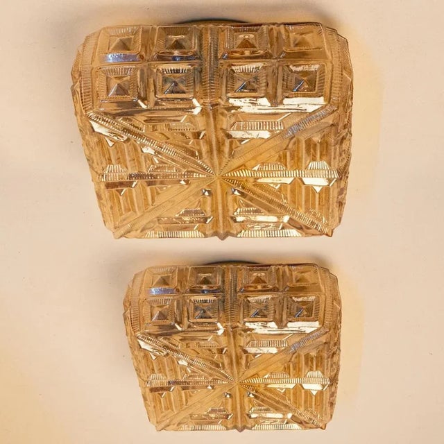 Several Square Amber Glass Flush Mounts, 1960 For Sale - Image 9 of 16