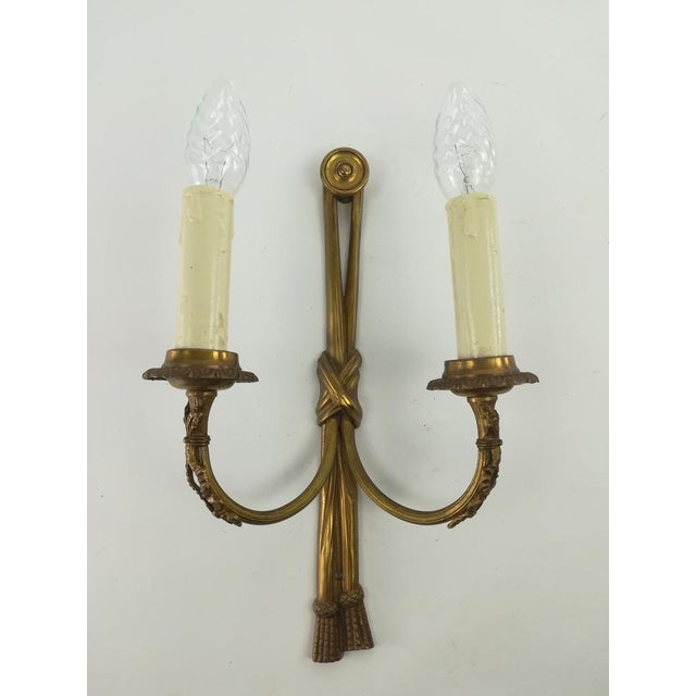 Metal Vintage French Brass Wall Lights with Candles, Set of 2 For Sale - Image 7 of 10