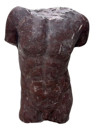 Italian Red Marble Nude Male Torso Sculpture, Italy
