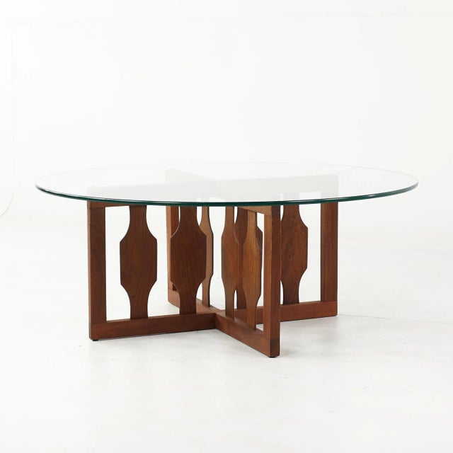 Craft Associates Adrian Pearsall for Craft Associates Mid Century Walnut Round Coffee Table For Sale - Image 4 of 10