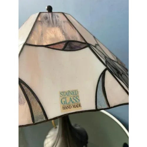 Gold Art Deco Stained Glass Table Lamp For Sale - Image 8 of 11