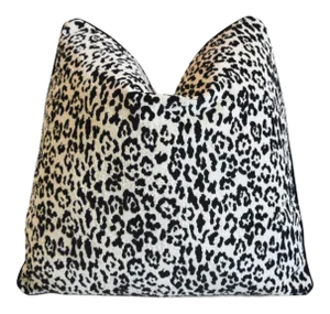 French Designer Pierre Frey Jungle Leopard Velvet Feather/Down Pillow 21" Square
